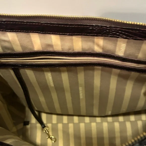 Brahmin Croc Embossed Tote Bag Brown Burgundy Tri Color - Picture 6 of 8